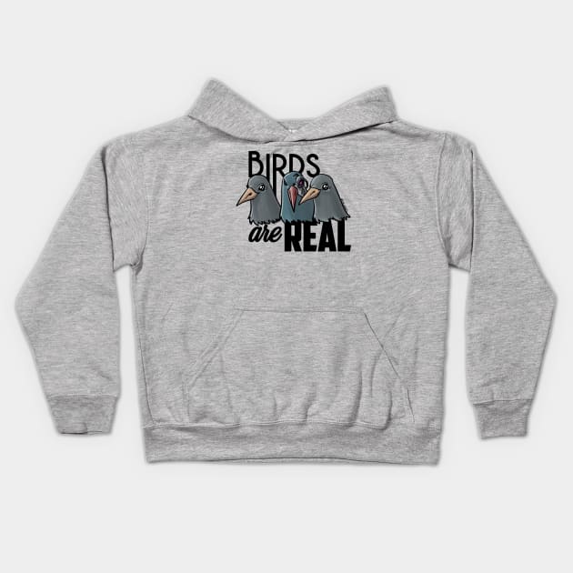 Birds Are Real - Black Kids Hoodie by theJarett